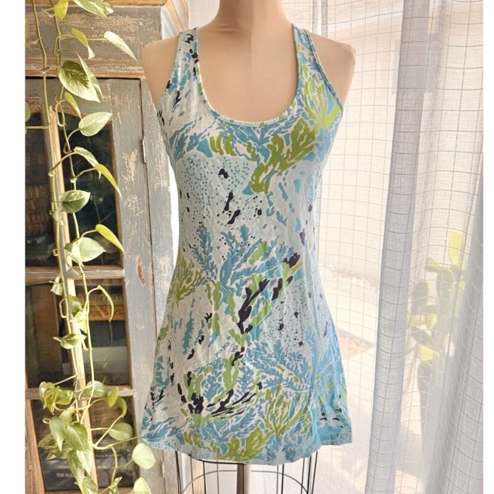 Lilly Pulitzer Cordon Dress Let's Cha Cha Spa Blue Racerback Dress Size XS